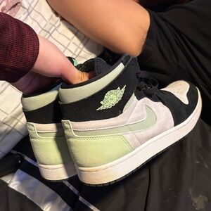 Jordan High-Top Sneakers in Black and Mint